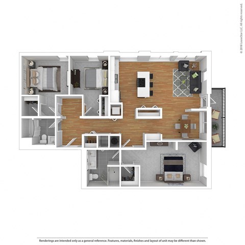 Floor plan for 3 beds, 2 baths, 1550 sqft
